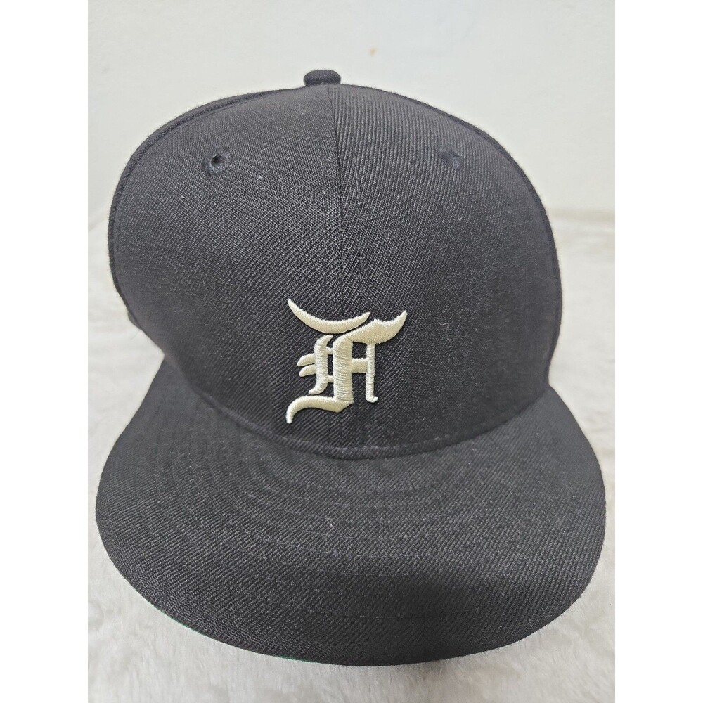 Fear of God Essentials New Era 59FIFTY Fitted Hat Black Green Undervisor 7 1/4